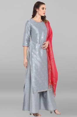 Grey printed silk salwar 4