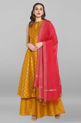 Mustard printed silk salwar 1