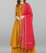 Mustard printed silk salwar