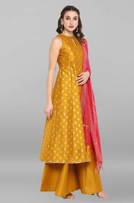 Mustard printed silk salwar 5