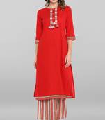 Janasya Red printed rayon salwar