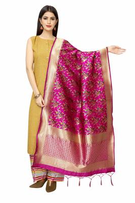 RaniPink Banarasi Silk Jacquard Woven Dupatta 1
