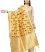 Yellow Banarasi Silk Jacquard Woven Dupatta