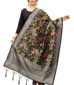 Black Banarasi Silk Jacquard Woven Dupatta
