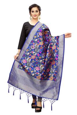 Blue Banarasi Silk Jacquard Woven Dupatta 1