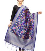 Blue Banarasi Silk Jacquard Woven Dupatta