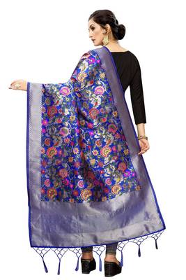 Blue Banarasi Silk Jacquard Woven Dupatta 2