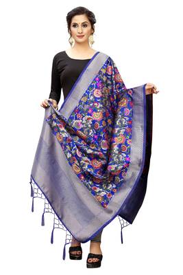 Blue Banarasi Silk Jacquard Woven Dupatta 3