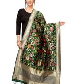 DarkGreen Banarasi Silk Jacquard Woven Dupatta