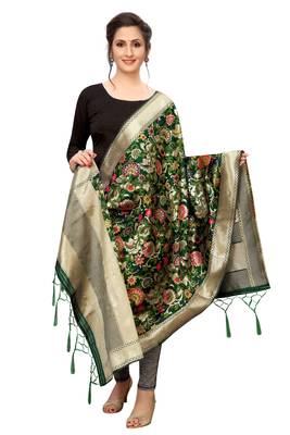 DarkGreen Banarasi Silk Jacquard Woven Dupatta 3