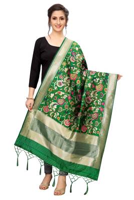 Green Banarasi Silk Jacquard Woven Dupatta 1