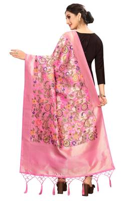 LightPink Banarasi Silk Jacquard Woven Dupatta 2