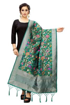 Rama Banarasi Silk Jacquard Woven Dupatta 1
