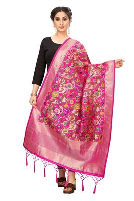 RaniPink Banarasi Silk Jacquard Woven Dupatta 1