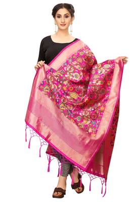 RaniPink Banarasi Silk Jacquard Woven Dupatta 3