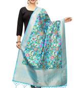 SkyBlue Banarasi Silk Jacquard Woven Dupatta