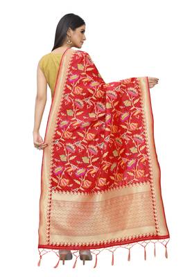 Red Banarasi Silk Jacquard Woven Dupatta 2