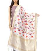 White Banarasi Silk Jacquard Woven Dupatta