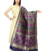 Navy Blue Banarasi Silk Jacquard Woven Dupatta