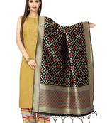 Black Banarasi Silk Jacquard Woven Dupatta