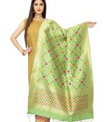 Pista Banarasi Silk Jacquard Woven Dupatta