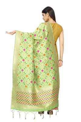 Pista Banarasi Silk Jacquard Woven Dupatta 2