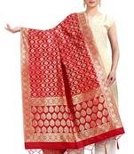 Red Banarasi Silk Jacquard Woven Dupatta
