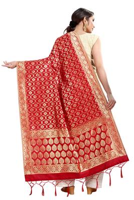 Red Banarasi Silk Jacquard Woven Dupatta 2