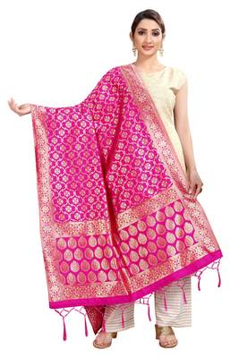 RaniPink Banarasi Silk Jacquard Woven Dupatta 1