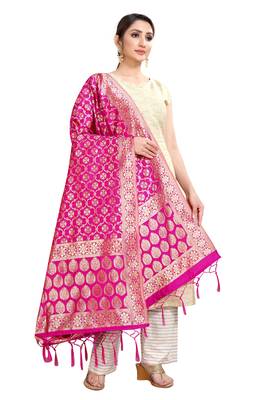 RaniPink Banarasi Silk Jacquard Woven Dupatta 3