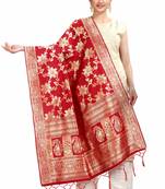 Red Banarasi Silk Jacquard Woven Dupatta