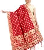 Red Banarasi Silk Jacquard Woven Dupatta