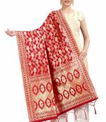Red Banarasi Silk Jacquard Woven Dupatta