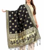 Black Banarasi Silk Jacquard Woven Dupatta