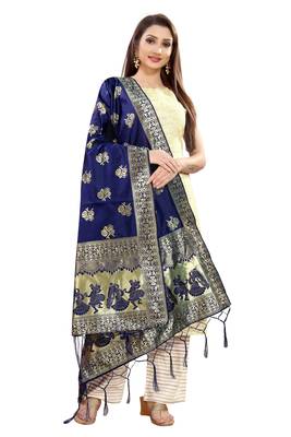 Blue Banarasi Silk Jacquard Woven Dupatta 3