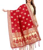 Red Banarasi Silk Jacquard Woven Dupatta