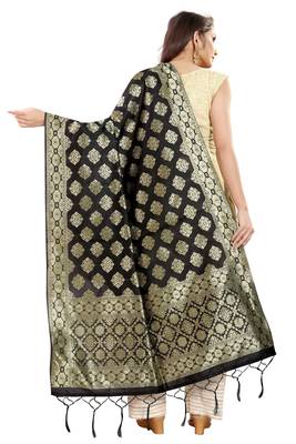 Black Banarasi Silk Jacquard Woven Dupatta 2