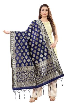 Blue Banarasi Silk Jacquard Woven Dupatta 1