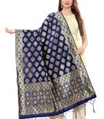 Blue Banarasi Silk Jacquard Woven Dupatta