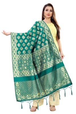 Rama Banarasi Silk Jacquard Woven Dupatta 1