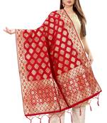 Red Banarasi Silk Jacquard Woven Dupatta