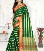 Green Printed Art Silk Saree Without Blouse