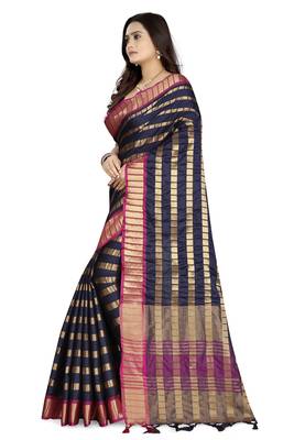 Purple Printed Silk Saree Without Blouse 2
