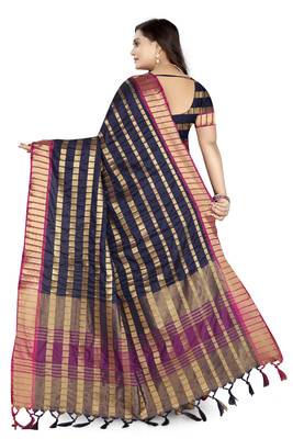 Purple Printed Silk Saree Without Blouse 4