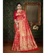 multicolor embroidered banarasi saree with blouse