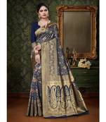 multicolor embroidered banarasi saree with blouse