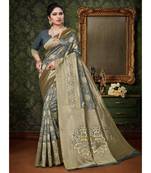 multicolor embroidered banarasi saree with blouse