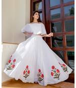 White Mughal Skirt Top Set  (Set of 2)