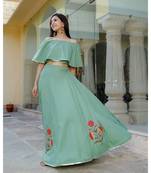 Green Flare  Skirt Top Set  (Set of 2)