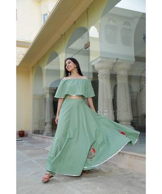 Green Flare  Skirt Top Set  (Set of 2) 2